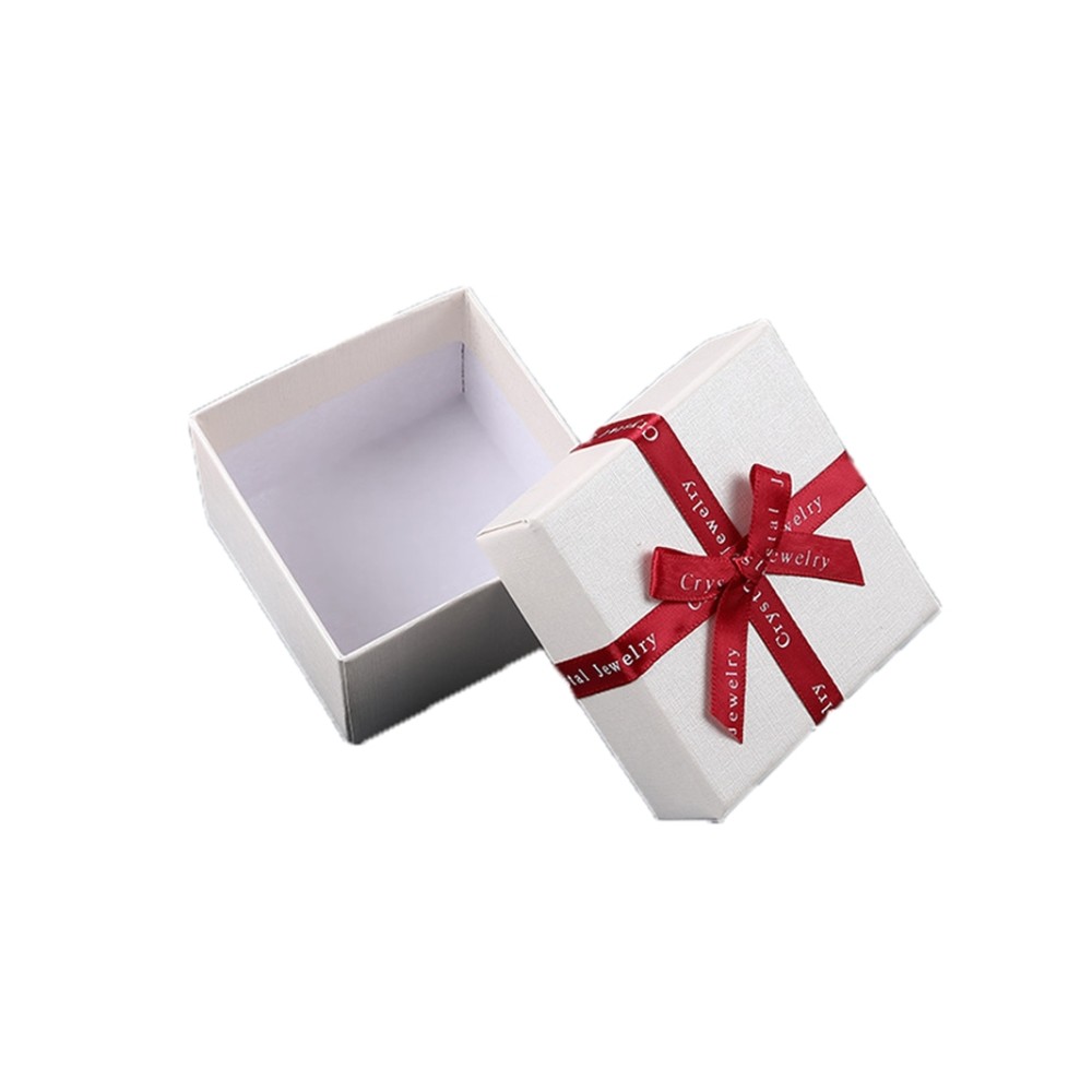Boîte cadeau bijoux carrée avec boucle Blanc